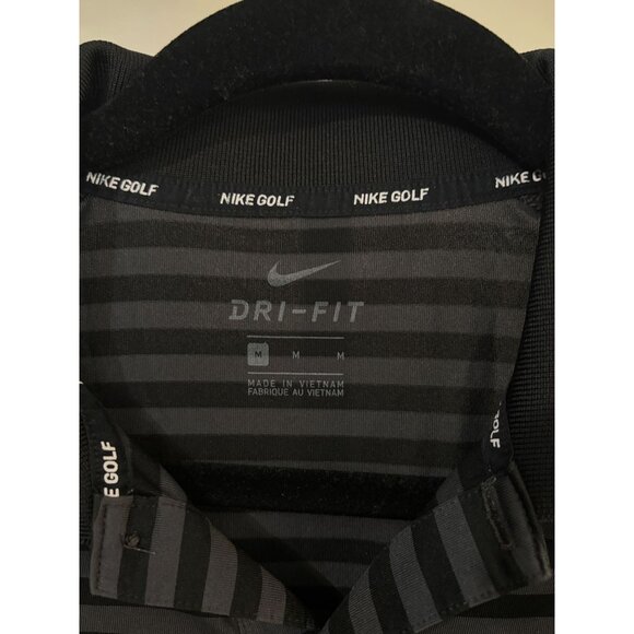 Nike Golf Shirt Dri-FIT Polo Black Gray Striped Short Sleeve Mens Medium M - Picture 4 of 11
